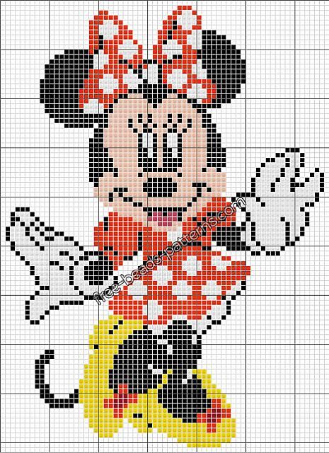 Disney Minnie free perler hama beads pattern in 90 beads size - free perler beads patterns fuse beads Hama Beads Disney Hama Beads Pattern, Hama Beads Pattern, Hama Beads Disney, Disney Quilt, Disney Cross Stitch Patterns, Beads Pattern, Beads Patterns, Baby Boy Knitting Patterns, Easy Cross Stitch Patterns