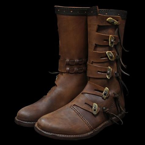 Long Brown Boots, Medieval Boots, Viking Shoes, Viking Garb, Handmade Leather Boots, Viking Costume, Viking Clothing, Leather Moccasins, Northern Europe