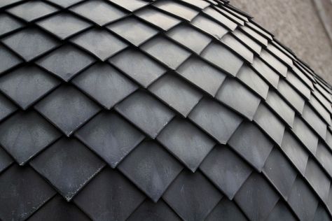 metal scaled roof Curved Metal Roof, Ice Dam Removal, Copper Roofing, Metal Shingle Roof, Iceland Volcano, Roofing Design, Metal Shingles, Shingle Roof, Metal Roofs