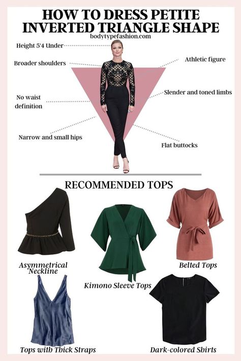 Dark-colored Shirts Petite Inverted Triangle, Be Selective, Inverted Triangle, Clothing Line, Petite Women, Triangle Shape, Deep Green, Dark Colors, Upper Body