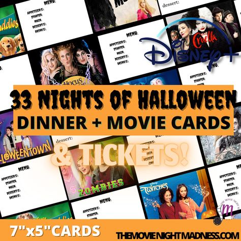 Halloween Movie Dinner Theme Night, Halloween Mystery Dinner, Themed Dinner Nights, Movie Printables, Family Weekend Activities, Dinner Party Planning, Scary Movie Night, Disney Menus, Spooky Dinner