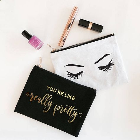 Etsy Eyelashes Makeup Bag Eyelash Make Up Bag Youre Like Really Pretty Makeup Bag Bridesmaid Makeup Bag #cosmeticbag #ad Bachelorette Party Items, Lash Boss, Themed Makeup, Amazing Wedding Makeup, Bridesmaid Makeup Bag, Youre Like Really Pretty, Inexpensive Christmas, Friends Holiday, Wedding Makeup Tips