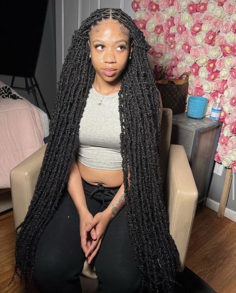 Fluffy Faux Locs, Island Gyal Locs, 36 Inch Locs, Focs Locs Braids Long, Small Soft Locs Long, Big Soft Locs, Small Faux Locs Long, Long Soft Locs With Color, Long Distressed Locs