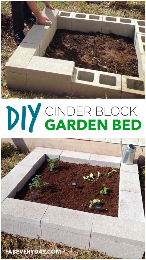 Cinder Block Raised Garden Bed, Cinder Block Garden Bed, Cinder Block Raised Garden, Garden Bed Layout, Cinder Block Garden, Diy Garden Bed, Cinder Blocks, Diy Raised Garden, Raised Garden Beds Diy