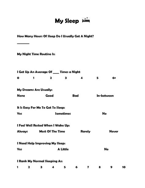 Ctss Activities, Sleep Worksheet, Sleep Hygiene Worksheet, Emotional Journal, Counseling Teens, Reflection Sheet, Coping Skills Worksheets, Hygiene Activities, Health Worksheets