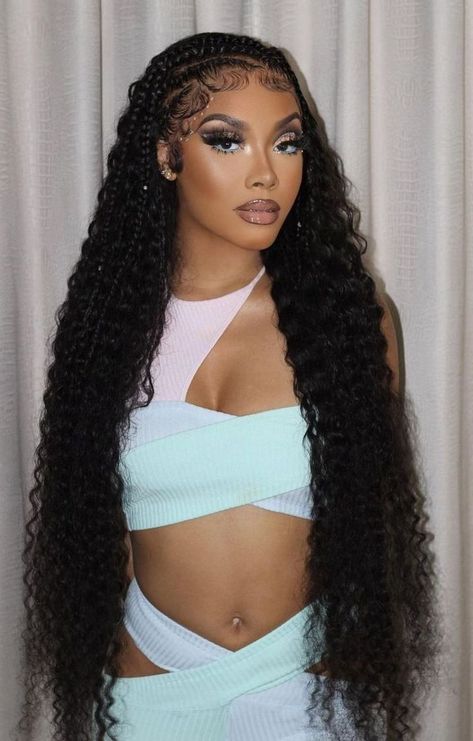 Long Wigs For Black Women, Deep Wave Hair, Long Hair Wigs, Long Curly Wig, Long Hair Updo, Deep Wave Hairstyles, Wave Wig, Curly Waves, Super Long Hair