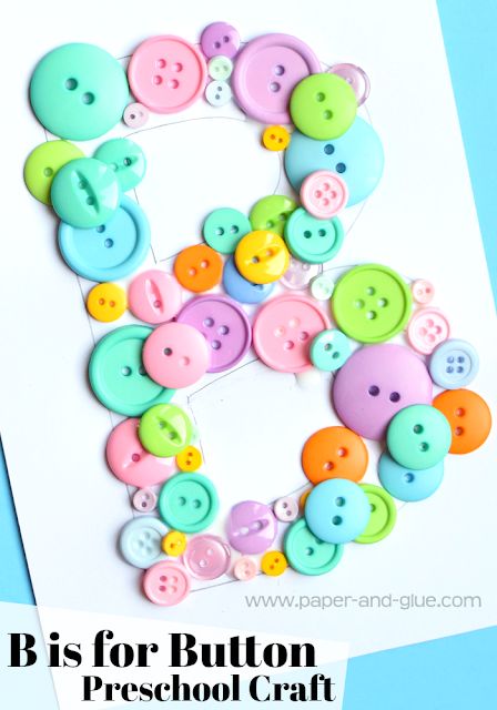 Letter of the Week Preschool Craft- B is for Button. Simple, fun, and easy fine motor craft for kids! Button Crafts For Preschoolers, Simple Pre K Crafts, Letter B Sensory Activities, B Is For Craft, Letter B Activities For Preschool, Button Activity, Button Activities, Preschool Letter B, Letter Of The Week Preschool