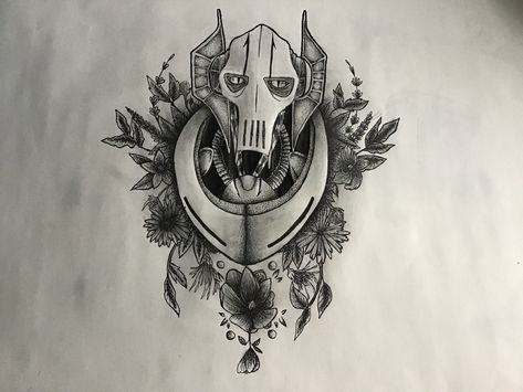 General Grievous Tattoo, General Grievous Art, Grievous Art, General Grievous, Star Wars Tattoo, Star Wars Fan Art, Tattoo Stencils, Deathly Hallows Tattoo, Compass Tattoo