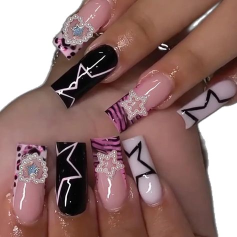 Nails Medium Square, Nail Art French, Acrylic Nail Kit, Nagel Tips, French Nail Art, Y2k Nails, Style Français, Nail Forms, Nails Pink