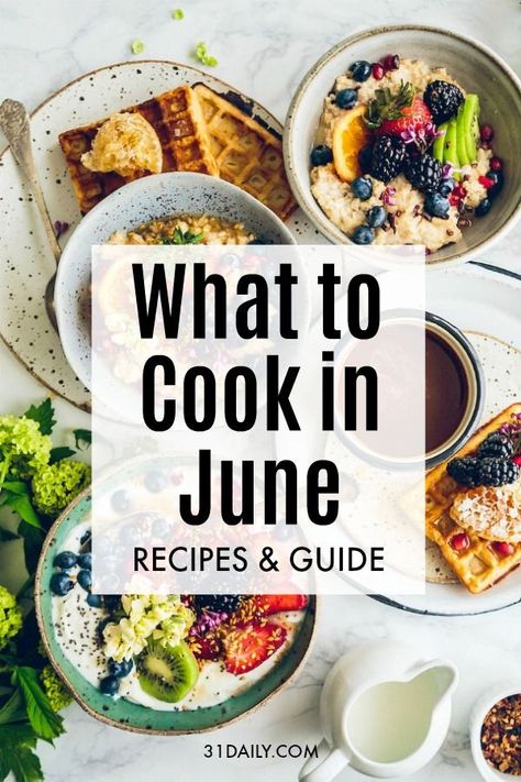 What to make in June? Check out recipes for avocados, strawberries, blueberries, cucumbers, eggplant, greens, rhubarb and more! What to Cook in June, Recipes and Produce Guide | 31Daily.com #june #inseason #picnic #gardening #31Daily Healthy Rhubarb Recipes, June Recipes, Avocado Hummus Recipe, Veg Diet, 31 Daily, Produce Recipes, Farmers Market Recipes, Farm Fresh Recipes, Strawberries Blueberries