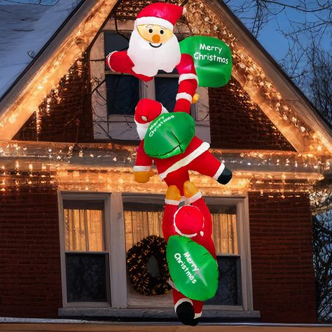 PRICES MAY VARY. 【Eye-catching Christmas Inflatables】: The 8FT climbing santa inflatables outdoor decorations is the perfect addition to your outdoor holiday decorations. Standing at an impressive height of 8 feet, this inflatable Santa Claus with gift bags will instantly catch the attention of your neighbors and passersby due to its vibrant colors and detailed design. 【Built-in LED Lights】: This santa inflatable Christmas yard decorations is equipped with built-in 6 energy-efficient and long-la Blow Up Santa, Christmas Blow Up, Inflatable Christmas Decorations Outdoor, Inflatable Christmas Decorations, Christmas Garden Decorations, Inflatable Decorations, Christmas Yard Decorations, Santa Claus Christmas Tree, Yard Decorations