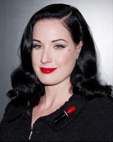 Dita Von, Dita Von Teese, Red Lipstick, Dark Hair, A Black, A Woman, Red, Hair, Black