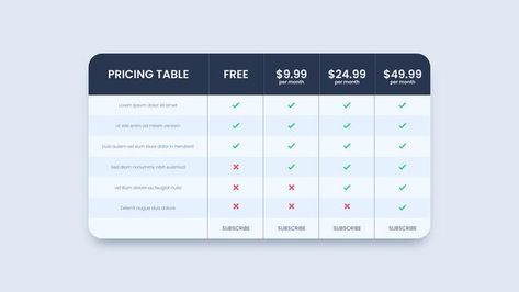 Web pricing table design for business | Premium Vector #Freepik #vector #banner #business #table #website Website Table Design, Table Template Design, Table Graphic Design, Pricing Table Design, Business Table, Dashboard Design Template, Website Elements, Ads Agency, Blue Website