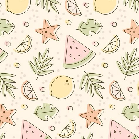 Nursery Prints On Fabric, Summer Seamless Pattern, Summer Prints Pattern, Summer Pattern Wallpaper, Patterns Procreate, Summer Pattern Design, Summer Elements, Cute Seamless Pattern, Summer Vector