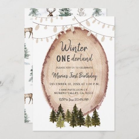 Winter Onederland Party Boy, Winter Woodland Birthday, Winter First Birthday, Winter Onederland Birthday Invitations, Greenery Christmas, Gender Neutral Invitations, Winter Onederland Party, Wild One Birthday Invitations, Onederland Birthday Party