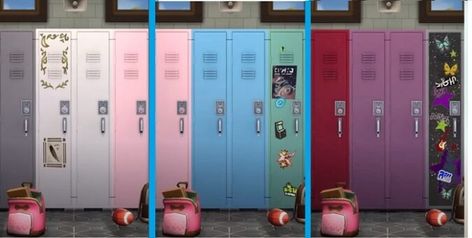 Sims 4 High School Years lets you customize your locker Sims 4 High School Clothes, Sims 4 School Cc Clutter, The Sims 4 High School Cc, High School Years Sims 4 Cc, Sims 4 Locker Cc, Sims 4 Cc High School, Sims 4 High School Cc, Sims 4 School Cc, Sims 4 High School