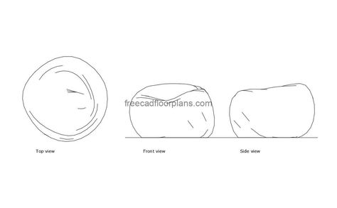 Bean Bag - Free CAD Drawings Bean Bag Drawing, Bin Bag Chair, Autocad Free, Pool Houses Plans, House Plans Design, Round House Plans, Floor Plans House, Human Dimension, Drawing Furniture