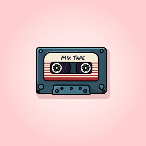 Retro mix tape flat vector illustration ... | Premium Vector #Freepik #vector #vintage #music #icon #retro Mix Tape Illustration, Music Cute Icon, Mix Tape Drawing, Cute Music Icon, Music Icon Aesthetic, Insta Highlight Cover Icons, Insta Highlight Cover, Retro Icons, Illustration Music