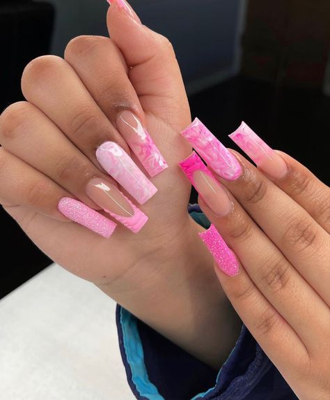 Letnji Nokti, Neon Pink Nails Design, Gel Toe Nails, Diy Acrylic Nails, Acrylic Toe Nails, Blue Acrylic Nails, Work Nails, Colored Acrylic Nails, Dope Nail Designs