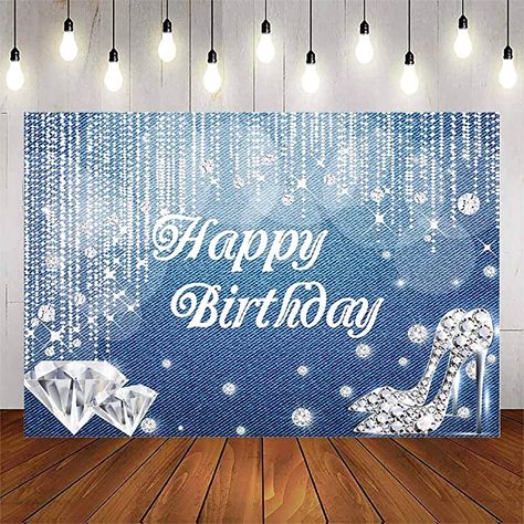 Diamond Theme Party, Photo Backdrop Birthday, Happy Birthday Background, Table Banner, Birthday Party Desserts, Diamond Party, Gifts Photography, Denim And Diamonds, Outdoor Party Decorations