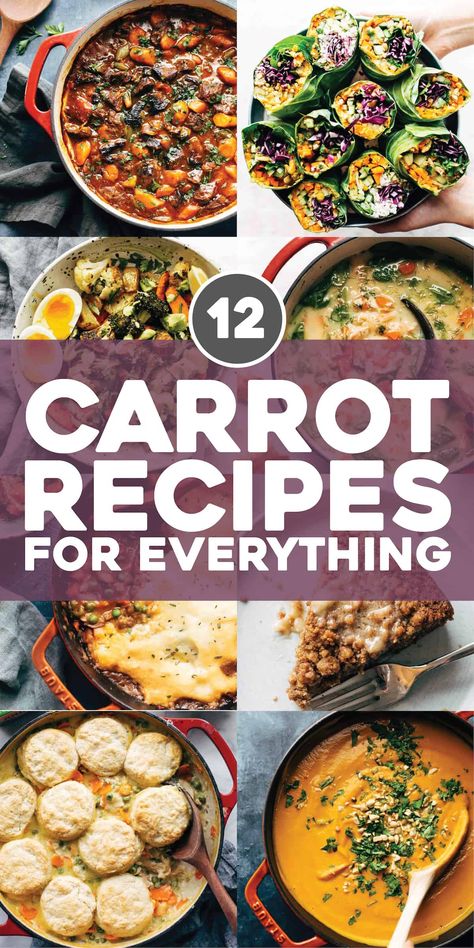 Have a stockpile of carrots you forgot about in the far reaches of your fridge? Luckily, carrots can do just about everything - cakes, muffins, soups, casseroles, stir-frys and more. Here are our favorite recipes to use them up! #carrots #soup #vegetarian Carrots Soup, Produce Drawer, Healthy Carrot Muffins, Clinical Dietitian, Spicy Carrots, Soup Vegetarian, Sauteed Carrots, Lemon Chicken Soup, Vegan Carrot Cakes