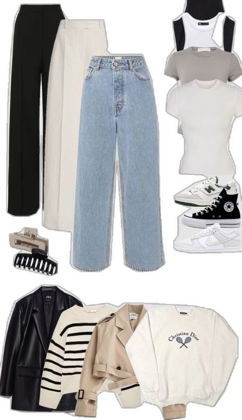 “clean girl” capsule wardrobe idea inspiration part 1 Clean Capsule Wardrobe, How To Capsule Wardrobe, Korean Capsule Wardrobe, Spring Capsule Wardrobe 2024, Time Capsule Wardrobe, 10 Item Wardrobe, Chic Capsule Wardrobe, Basics Wardrobe, Spring Capsule