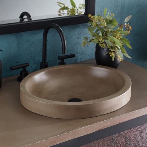 WEB_Tolosa_Earth_2000x2000 Concrete Bathroom Sink, Sink Stopper, Drop In Bathroom Sinks, Concrete Bathroom, Prep Sink, Drop In Sink, Concrete Sink, Sink Strainer, Unique Bathroom