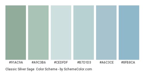 Color scheme palette image Sage Color Scheme, Sage Colors, Sage Color Palette, Pastel Blue Color, Hex Color Palette, Silver Sage, Green Color Schemes, Green Palette, Blue Palette