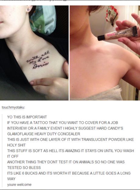 Hard Candy's camouflage heavy duty concealer Catrina Tattoo, Oh My Goddess, Make Up Inspiration, Tattoo Life, Tattoo Removal, Simple Life Hacks, Piercing Tattoo, Body Mods, Useful Life Hacks