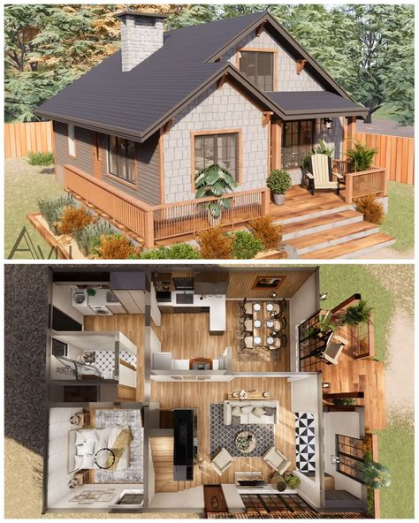 Life Tiny House - Natural 80 Sqm Tiny House Design 🏡 See... #HomeStyle #Space #HomeInspiration #and #Home #Living #in #Tiny #Maximizing #InteriorInspo #Comfort #HomeDecorating #Ideas #Compact #DecorTips Small House Layout Plan, Small House Kits, Tiny Home Ideas, Modular Floor Plans, Small House Blueprints, House On A Budget, Small House Layout, Prefab Cabins, Tiny House Layout