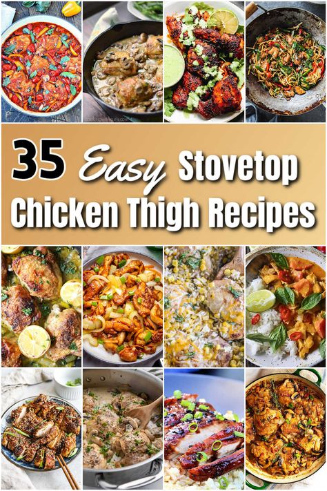 Chicken Thigh Stove Top Recipes, Chicken Thigh Recipes With Vegetables, Stovetop Chicken Thigh Recipes, Bone In Chicken Thigh Recipes Stove Top, Stove Top Chicken Thigh Recipes, Best Stove Top Chicken, Chicken Stew Recipe Stove Top, Stove Top Easy Chicken Bake, Boneless Skinless Chicken Thigh Stove Top