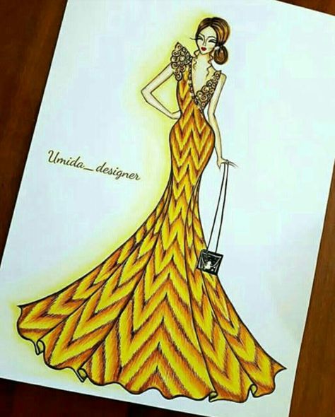 Party Wear Dress Drawing, Zigzag Lines Drawing, Fashion Trending Moodboard, Fashion Designing Course, Sketch Images, Sketchbook Layout, Portfolio Art, Fashion Illustration Tutorial, Illustration Collage