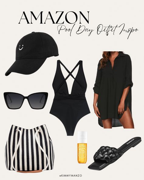 Pool Day Outfit Black Woman, Swimming Pool Outfit, Pool Day Outfit, Pool Outfit, Fashion Midsize, Pool Outfits, Poolside Fashion, Midsize Fashion, Fashion Curvy