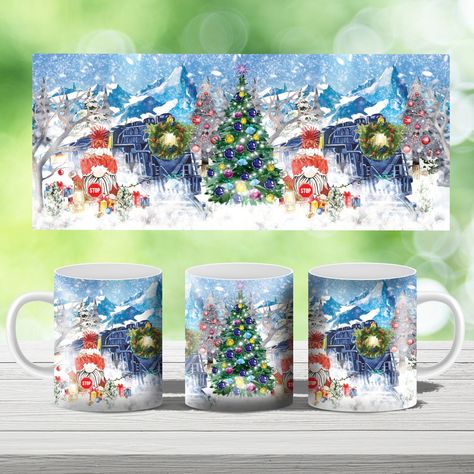 Clear Mug, Winter Gnomes, Mug Png, Coffee Press, Digital Graphic Design, Mug Template, Sublimation Christmas, Christmas Train, Polar Express