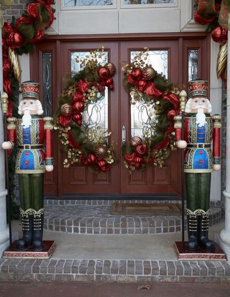 front porches decorated for christmas | 40 Cool DIY Decorating Ideas For Christmas Front Porch | Family ... Christmas Entry, Christmas Door Decoration, Christmas Nutcrackers, Front Door Christmas Decorations, Christmas Front Porch, Christmas Front Doors, Have Inspiration, Christmas Door Decorations, Christmas Porch