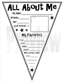 All About Me Pennant All About Me Worksheet, Teacher Toolbox Labels, Teacher Toolbox, Paragraph Writing, 2nd Grade Classroom, 1st Grade Worksheets, Meet The Teacher, All About Me, My Class