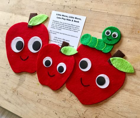 Little Worm, Little Worm, Lets Play Hide & Seek Felt Board Ideas, Flannel Stories, Preschool Apple Theme, Felt Board Patterns, Felt Story, Felt Boards, Flannel Board Stories, Apple Preschool, Flannel Friday