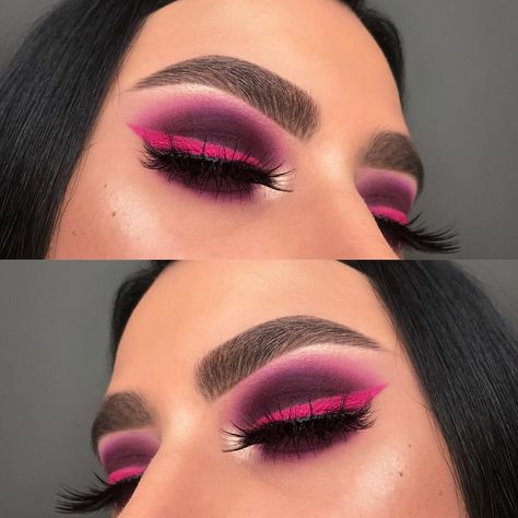 Purple Eyeliner Looks, Pink Eyeliner Makeup, Pink Purple Eyeshadow, Easy Winged Eyeliner, Eyeshadow For Green Eyes, Purple Eyeliner, Pink Eyeliner, Winged Eyeliner Tutorial, Fun Makeup