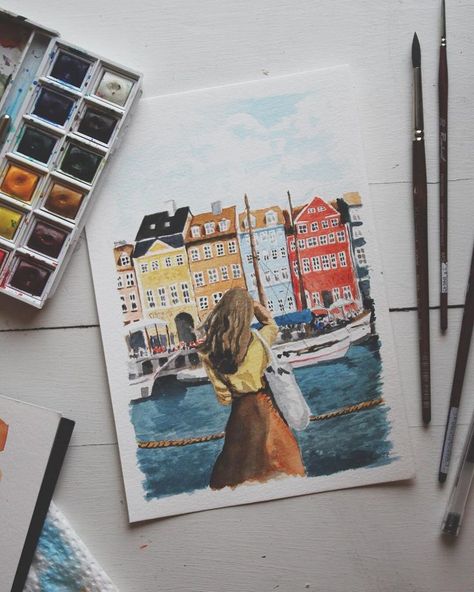 Arte Sketchbook, Arte Inspo, Travel Illustration, Art Et Illustration, Art And Illustration, 그림 그리기, Artsy Fartsy, Art Sketchbook, Watercolor Illustration