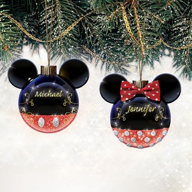 The Personalized Mickey And Minnie Ornaments - Hammacher Schlemmer The Mickey Mouse Club, Mickey Mouse Christmas Ornament, Mouse Ornaments, Minnie Ornaments, Holiday Inflatables, Disney Christmas Ornaments, Holiday Storage, Hammacher Schlemmer, Mouse Christmas