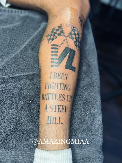 Tmc Nipsey Hussle Tattoos, Hustle And Motivate Tattoo, Tmc Tattoo, Nipsey Hussle Tattoos, Tmc Nipsey Hussle, Leg Tats, Minimalist Tattoo Ideas, Rose Tattoos For Men, Tattoo Board