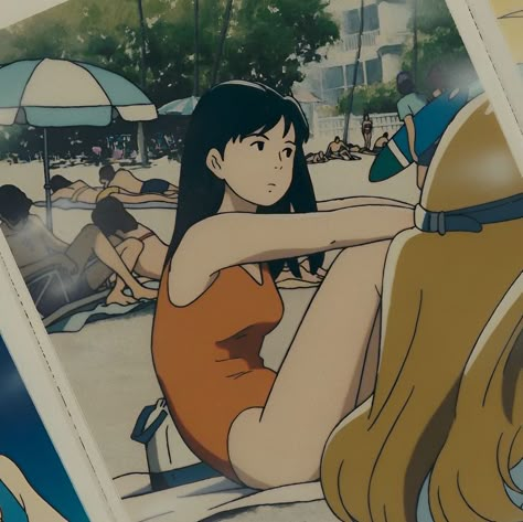 Anime Posing, Studio Ghibli Summer, Studio Ghibli Men, Ghibli Summer, Ghibli Men, Ocean Waves Aesthetic, Waves Aesthetic, Studio Ghibli Aesthetic, Ghibli Aesthetic