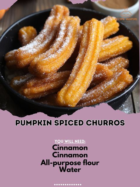 🍩🎃 Pumpkin Spiced Churros—These pumpkin churros bring a fall twist to a classic treat, with warm spices and a crunchy exterior. 🍂🍩 #PumpkinChurros #FallTreats Pumpkin Spiced Churros Ingredients: All-purpose flour (1 cup) Sugar (1/4 cup, for coating) Cinnamon (1 tsp, for coating) Water (1 cup) Butter (1/4 cup) Pumpkin puree (1/2 cup) Eggs (2) Baking powder (1 tsp) Oil (for frying) Instructions: Heat water and butter in a pot until boiling. Stir in flour and mix until dough forms. Let cool ... Pumpkin Churros, Churro Waffles, Fall Treats, Daily Meals, Pumpkin Puree, Boiled Eggs, Frying, Savoury Food, Purpose Flour