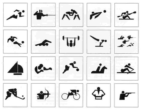 Olympic Icons, Mexico Olympics, Otl Aicher, Tokyo Design, Olympic Sports, Tokyo Olympics, Design Program, Identity Logo, Visual Communication