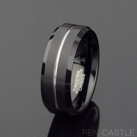 Mens Wedding Ring, Tungsten Ring, Mens Tungsten Ring, Mens Tungsten Wedding Band, Mens Black Ring, Anniversary Ring, Mens Gift Ring - Etsy Netherlands Mens Wedding Rings Black, Mens Wedding Rings Tungsten, Gold Tungsten Wedding Bands, Mens Wedding Bands Black, Black Tungsten Wedding Band, Mens Wedding Ring, Mens Wedding Bands Tungsten, Black Tungsten Rings, Black Wedding Band