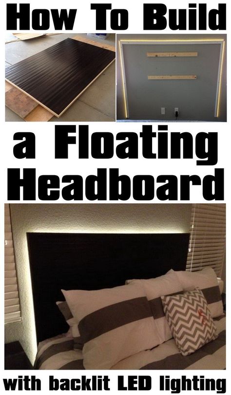 how to build led floating headboard Boy Headboard, Diy Headboard With Lights, Bed Headboard Ideas, Floating Headboard, Diy Headboard Ideas, Headboard Projects, Lighting Diy, Led Lighting Diy, Headboard Bench