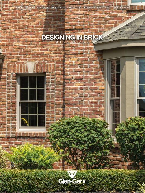 Brick is one of the most consistently popular building materials among architects, designers and builders alike, due primarily to brick’s versatility to adapt to various designs. Glen-Gery boasts an extensive selection of brick to create extraordinary details within the extruded, molded, and handmade brick lines. Here we’ll break down four of the most common brick details used in residential construction so you can decide which patterns and accents are most appropriate for your home style. Brick Details Exterior, Brick Detail Facade, Brick Design Pattern, Brick Detailing, Clinker Brick, Brick Homes, Brick Mason, Brick Steps, Brick Works