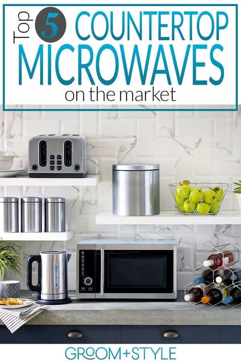 Counter top microwaves are easily affordable, versatile, indispensable and can fit into nearly any kitchen easily. And some of the newest models even come with convection cooking. The Groom+Style review team have factored all of those into our rankings of the top 5 best counter top microwaves, and come up with a variety of models to fit different needs and budgets Countertop Organizing, Counter Top Microwave, Kitchen Countertop Organization Ideas, Kitchen Countertop Organization, Convection Cooking, Countertop Organization, Dinning Set, Countertop Microwave, Electric House