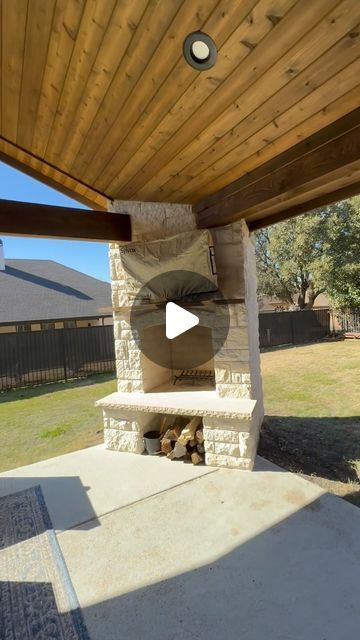 Buildometry on Instagram: "The difference that a stone fireplace can make to your patio. 😍   #design #patio #backyard #construction #outdoorliving #heathtx #fireplace #fireplacedesign #fireplacemakeover" Patio Fireplace Diy, Corner Stone Fireplace, Diy Outdoor Fireplace, Screened Porch Designs, Outdoor Fireplace Patio, Patio Fireplace, House Tips, Outdoor Kitchen Design Layout, Living Room Decor Colors