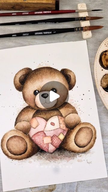 Myno Varela | Floral Watercolor on Instagram: "Osito corazón de patchwork 🐻❤️‍🩹
Hace rato que quería pintar un osito de peluche y por fin pude hacerlo 🫶🏻 Si te gustó dejame un comentario 😊👇🏻 

Para esta ilustración usé mis pinceles favoritos de @polina.bright : El redondo N° 0 y el liner,  perfecto para los detalles finales y para hacer la textura del peluche 🩷 

✨️Cupon de 10% off: MYNOBLOG en polinabright.com
🌏 Hace envíos a todo el mundo, inclusive Argentina
👉🏻 Hasta mañana están en preventa con 20% off y participas de un super sorteo (link en mi bio) @polina.bright.brushes

#acuarelas #acuarela #watercolorblog #aquarela #watercolor #artsuplies #PolinaBright #acuarelistas #acuarelistasargentinos #vintagebotanical  #acuarelabotanica  #polinabrightbrush #watercolorpainting #wat Polina Bright, 20 Off, 10 Off, Floral Watercolor, On Instagram, Patchwork